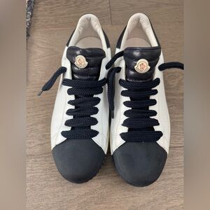 Moncler White and Navy Sneakers 38